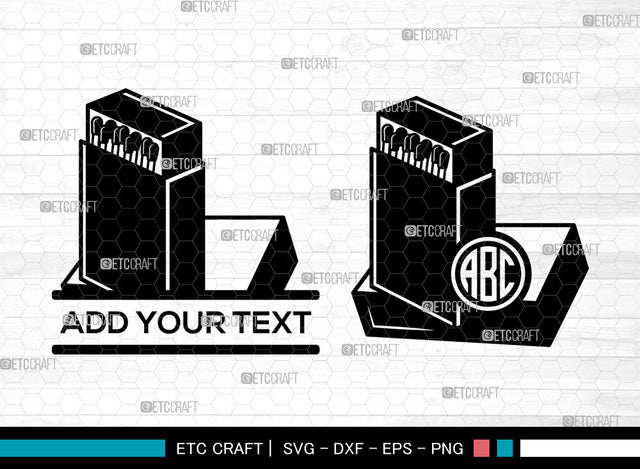 Match And Matchbox Monogram SVG, Circle Monogram Svg, Wooden Matches Svg, Match Stick Svg, Matches Svg, Matchbox Icon Svg, Match And Matchbox SVG ETC Craft 