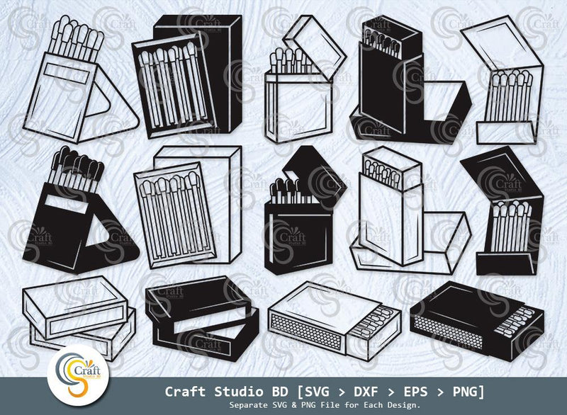 Match And Matchbox Silhouette, Match And Matchbox SVG, Wooden Matches Svg, Match Stick Svg, Matches Svg, Matchbox Icon Svg, Match And Matchbox Bundle SVG ETC Craft 