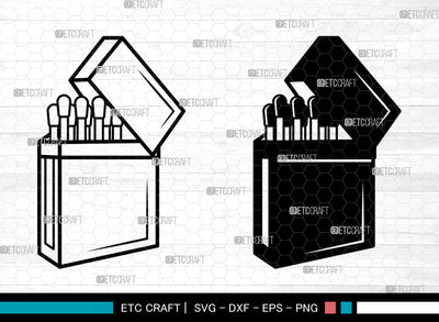 Match And Matchbox SVG, Wooden Matches Svg, Match Stick Svg, Matches Svg, Matchbox Icon Svg, Match And Matchbox SVG ETC Craft 