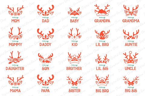 Matching Christmas family shirts svg bundle with reindeer SVG Digital Rainbow Shop 
