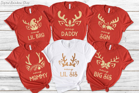 Matching Christmas family shirts svg bundle with reindeer SVG Digital Rainbow Shop 