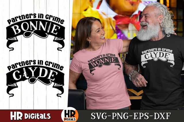 Matching Couples SVG, Bonnie and Clyde, Valentines Day SVG, Romantic Outfit, Couples Gift Idea, His And Hers, Mr Mrs, Eps Png Dxf, Cut File SVG HRdigitals 