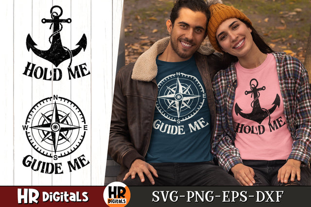 Matching Couples SVG, Hold Me Guide, Nautical Sailing Cruise, Romantic Couple Gift Idea, Husband Wife, His and Hers Outfit, Eps Png Dxf SVG HRdigitals 