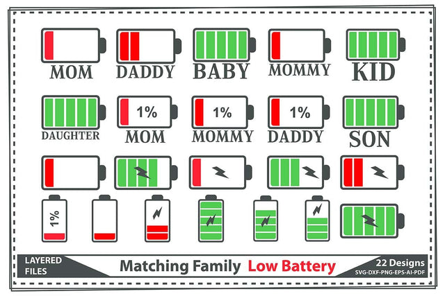 Matching Family Low Battery SVG shah alam 