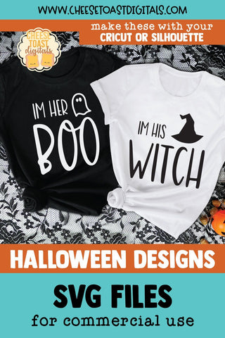 Matching Halloween Shirts SVG - I'm Her Boo | I'm His Witch SVG Cheese Toast Digitals 