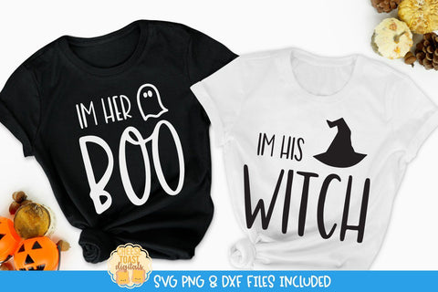 Matching Halloween Shirts SVG - I'm Her Boo | I'm His Witch SVG Cheese Toast Digitals 