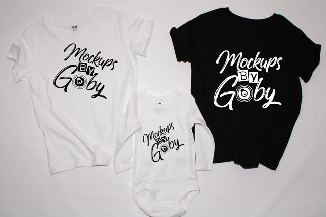 Matching Kids White T-shirt Mockups, Family, Baby Bodysuit Mock Up, Shirt Mock Up, Bella Canvas 3001 Tshirt,Flat Lays Pictures, Digital,JPG File Mock Up Photo ArtStudio 