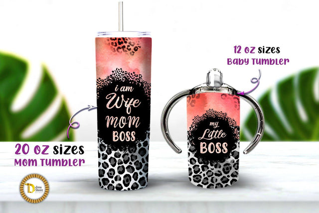 Matching Mom and Baby Cups-Vintage Leopard Sublimation Dina.store4art 