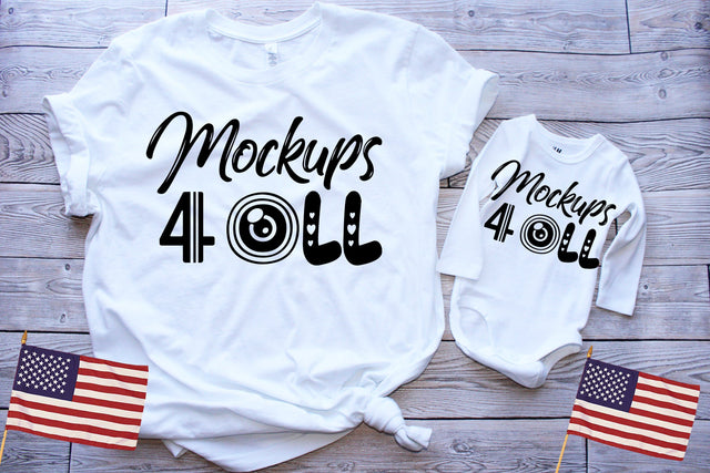 Matching Mom and Baby,Bella Canvas 3001 T-shirt, Mock Up,Bella Canvas mock up ,Patriotic Styled Mock Up, Flat Lay Independence Day Shirt Mockup,4th of July Mockup Mock Up Photo ArtStudio 
