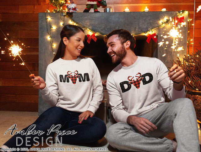 Matching Mom & Dad Christmas SVGs | Christmas Shirt SVG for Parents | Holiday SVG PNG DXF | MUM / DAD SVG Amber Price Design 