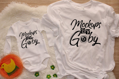 Matching White T-shirt Mockups, Family, Baby Bodysuit Mock Up, Shirt Mock Up, Bella Canvas 3001 Tshirt,Flat Lays Pictures, Digital,JPG File Mock Up Photo ArtStudio 