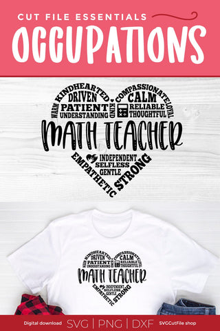 Math teacher svg with heart for Cricut or Silhouette SVG SVG Cut File 