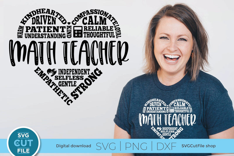 Math teacher svg with heart for Cricut or Silhouette - So Fontsy