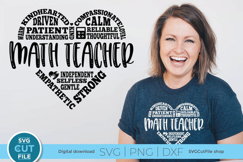 Math teacher svg with heart for Cricut or Silhouette SVG SVG Cut File 