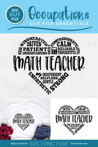 Math teacher svg with heart for Cricut or Silhouette SVG SVG Cut File 