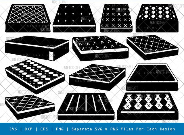 Mattress Silhouette, Mattress SVG, Bed Mattress Svg, Mattress Texture Svg, Bed Topper Svg, Mattress Bundle, SB00857 SVG ETC Craft 