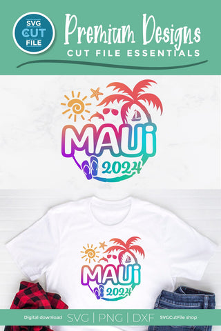 Maui Hawaii svg - 2024 Maui Hawaiian Vacation or Trip Design SVG SVG Cut File 