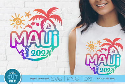 Maui Hawaii svg - 2024 Maui Hawaiian Vacation or Trip Design SVG SVG Cut File 