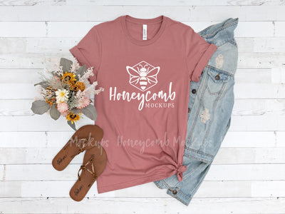 Mauve Bella Canvas 3001 Mockup, Mauve T-Shirt Mockup Mock Up Photo Honeycomb Mockups 