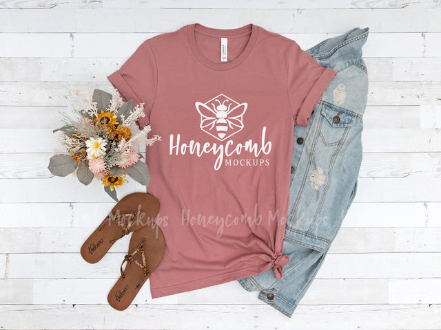 Mauve Bella Canvas 3001 Mockup, Mauve T-Shirt Mockup Mock Up Photo Honeycomb Mockups 