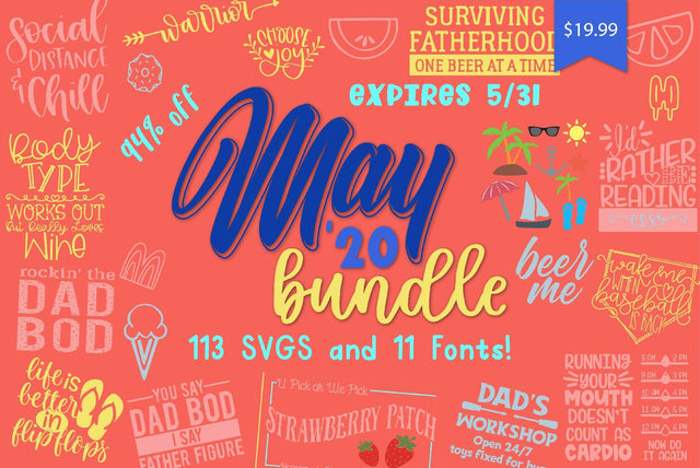 May 2020 SVG and Fonts Bundle Bundle So Fontsy Design Shop 