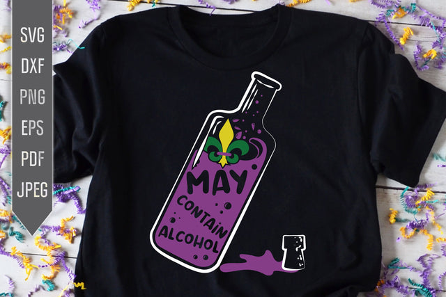 May Contain Alcohol Mardi Gras Svg. Mardi Gras Drinking Svg. Drunk Svg. Booze Svg. New Orleans Svg. Louisiana Svg. Funny Mardi png, eps, dxf SVG Mint And Beer Creations 