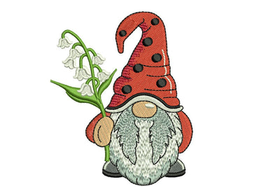 May Lilly Of The Valley Gnome Embroidery Design, Month Flower Embroidery Embroidery/Applique DESIGNS NextEmbroidery 