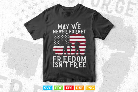 May We Never Forget Freedom Isn't Free Veterans Day 4th Of July Svg Tshirt Design. SVG DesignDestine 