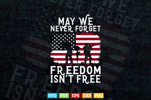 May We Never Forget Freedom Isn't Free Veterans Day 4th Of July Svg Tshirt Design. SVG DesignDestine 