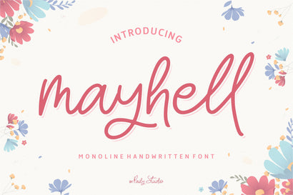 mayhell Monoline Handwritten Font Font Paily Studio 