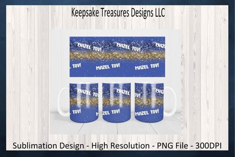 Mazel Tov 20oz Tumbler Wrap, Car Coaster and 11oz Mug Wrap & Coaster, Sublimation PNG Design, Digital Download Sublimation Keepsake Treasures Designs LLC. 