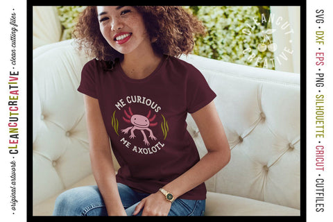 Me Curious - Me Axolotl svg funny cute animal t-shirt design SVG CleanCutCreative 