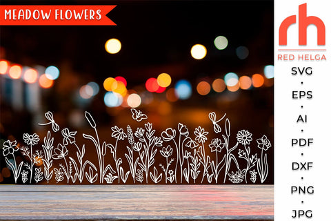 Meadow Flowers SVG - Spring Border Cut File - Easter Decor DXF SVG RedHelgaArt 