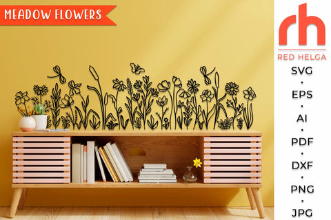 Meadow Flowers SVG - Spring Border Cut File - Easter Decor DXF SVG RedHelgaArt 