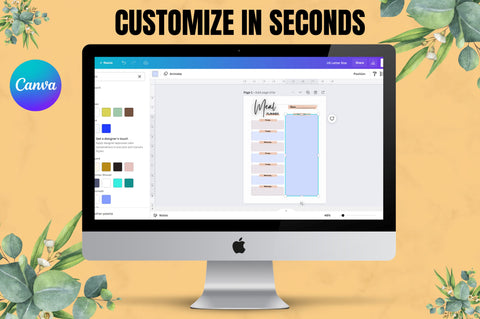 Meal Planner Page Canva Template Digital Pattern FloridPrintables 