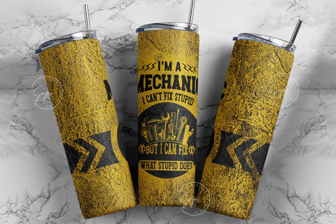 Mechanic Can't Fix Stupid Tumbler Wrap, Mechanic Sublimation Template, Father's Day, Gift for Husband Boyfriend, 20 oz Skinny Tumbler Wrap Sublimation Syre Digital Creations 