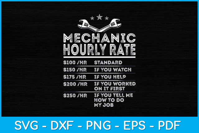 Mechanic Hourly Rate Funny Svg Design SVG artprintfile 