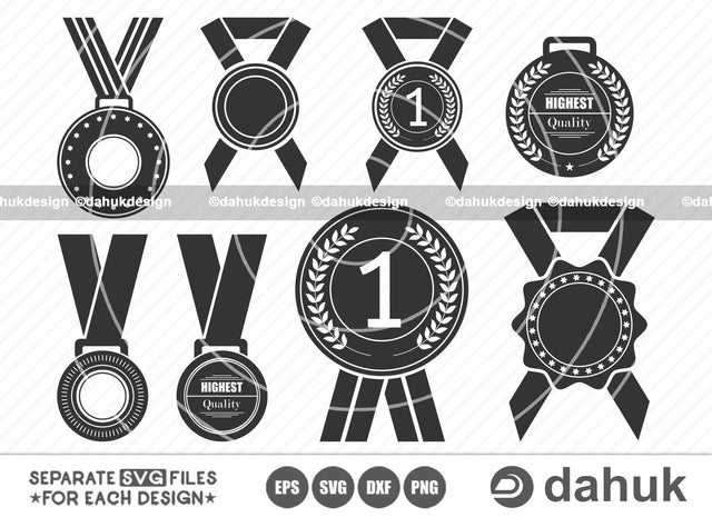Medal award SVG, Medal Icon svg, Medal svg, Award svg, Medal award illustration, Cut file for silhouette, svg, eps, dxf, png, clipart cricut design space, vinyl cut files SVG dahukdesign 