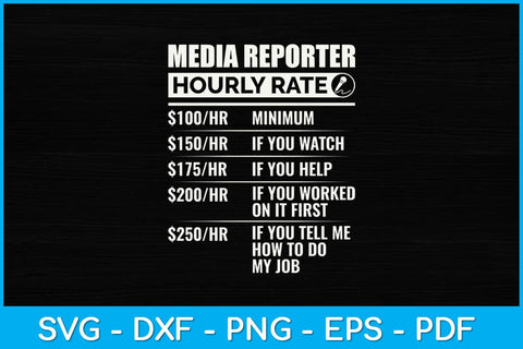 Media Reporter Hourly Rate Funny Svg Design SVG artprintfile 