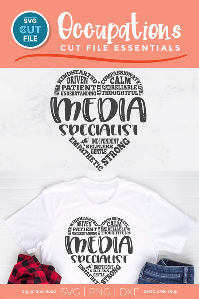 Media Specialist svg with subway art heart SVG SVG Cut File 