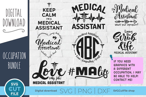 Medical Assistant svg bundle with svg, png, and dxf files SVG SVG Cut File 