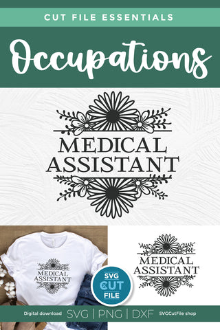 Medical Assistant with Flower Frame SVG SVG Cut File 