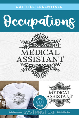 Medical Assistant with Flower Frame SVG SVG Cut File 