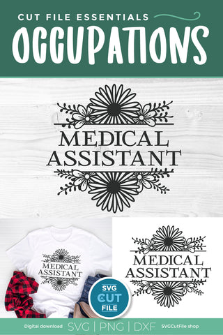 Medical Assistant with Flower Frame SVG SVG Cut File 