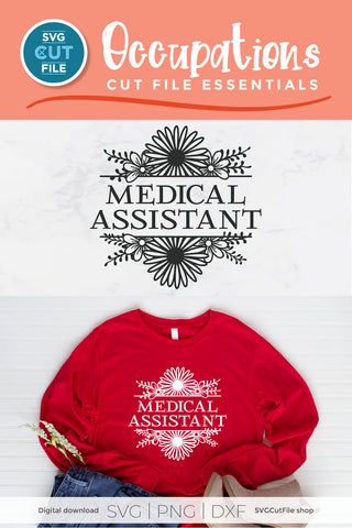 Medical Assistant with Flower Frame SVG SVG Cut File 