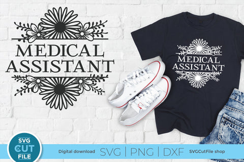 Medical Assistant with Flower Frame SVG SVG Cut File 