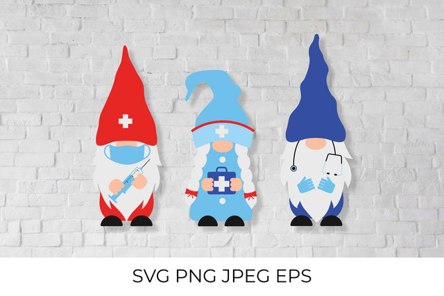 Medical gnomes. Funny nurse and doctors gnome SVG LaBelezoka 