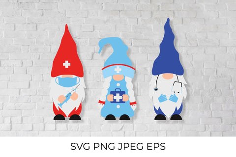 Medical gnomes. Funny nurse and doctors gnome SVG LaBelezoka 