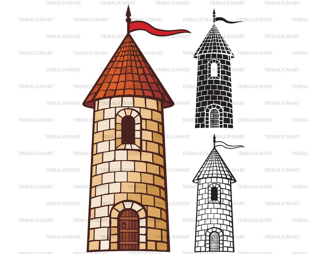 Medieval fortified tower (old castle) SVG TribaliumArtSF 