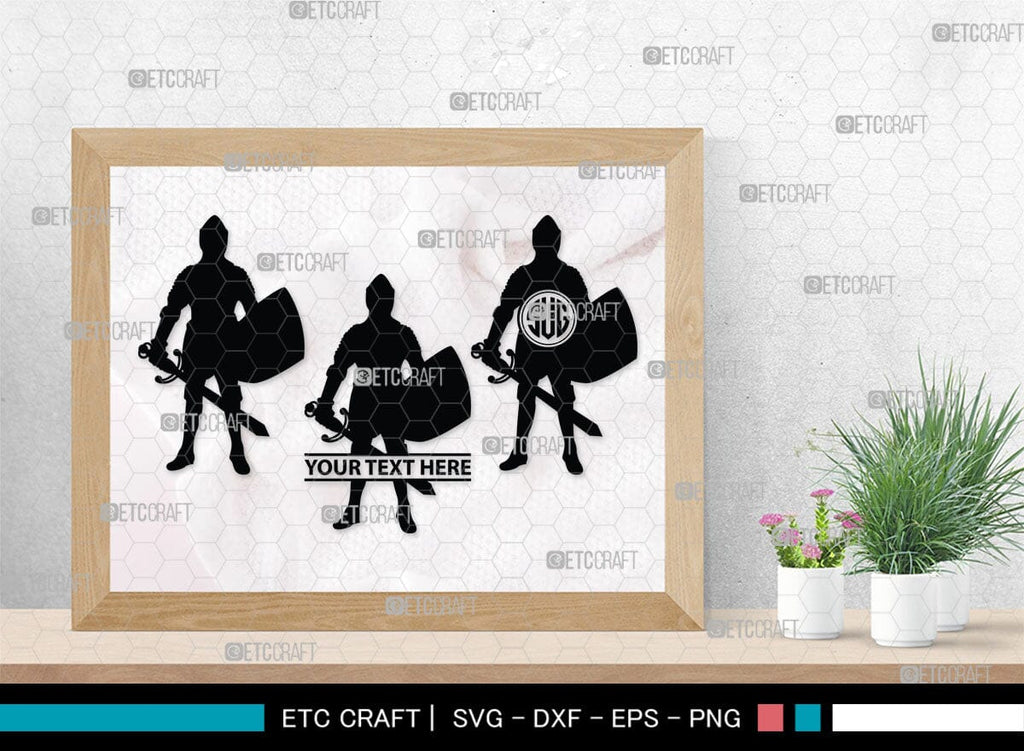 Medieval Knight Monogram, Medieval Knight Silhouette, Medieval Knight ...